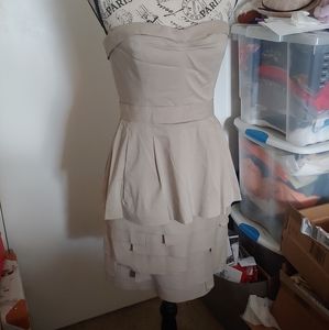 BCBG Beige Strapless Dress bottom layering